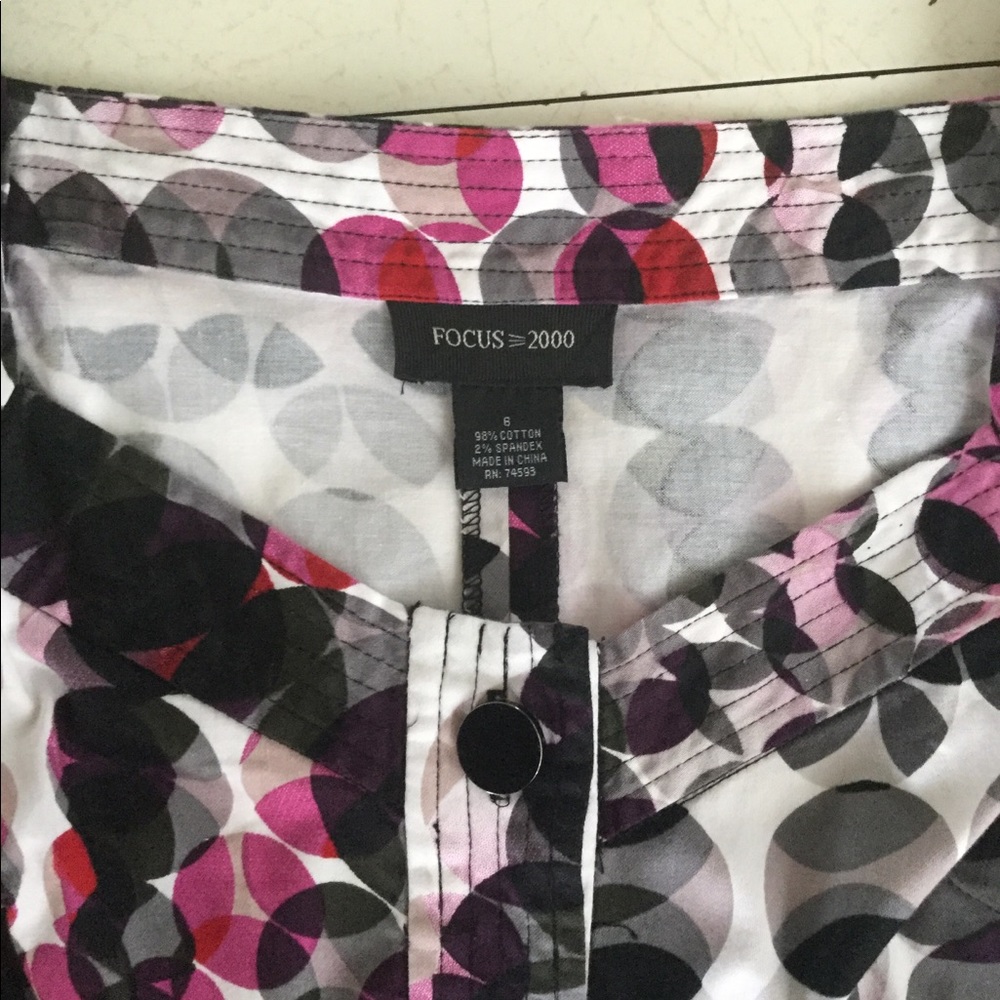 Focus 2000 Pink, Black Patterned Button-Down Dress - image 3